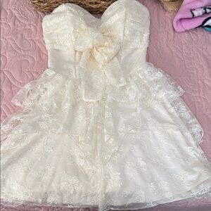 Cream Bow Lace Dress